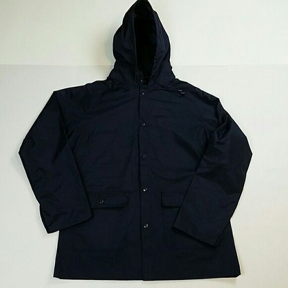 Basic editions navy hooded raincoat NWT - Picture 2 of 8